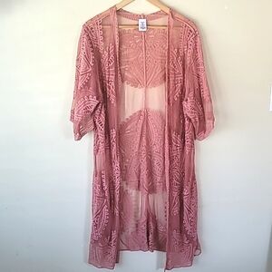 Lace Kimono Open front Cover Up SZ XL
